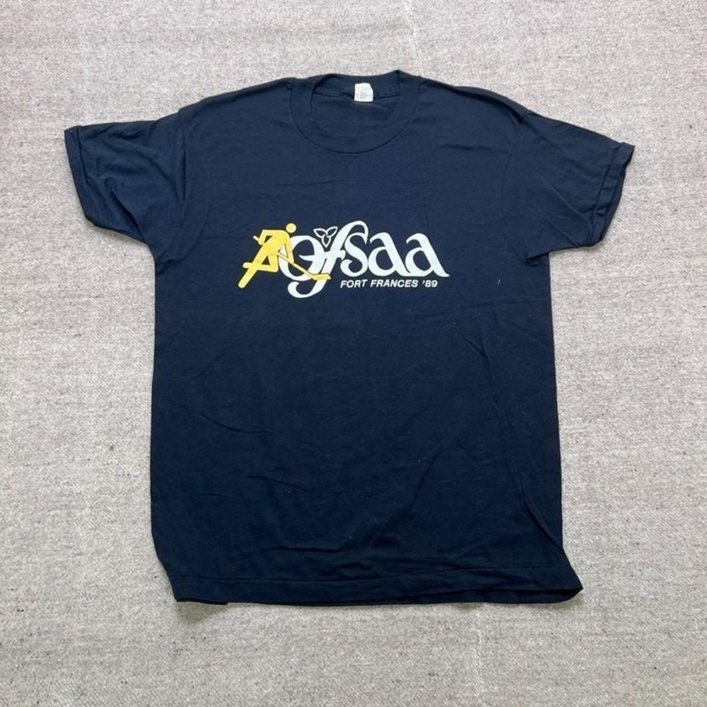 Vintage OFSAA Shirt Men's Large Black 1980s Ontario